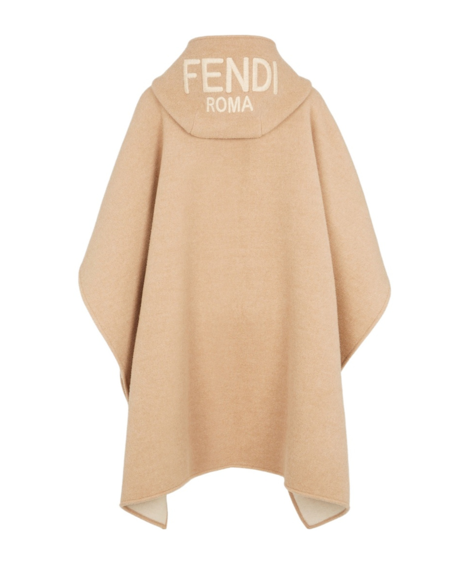 Fendi Beige Wool And Cashmere Poncho In Nude