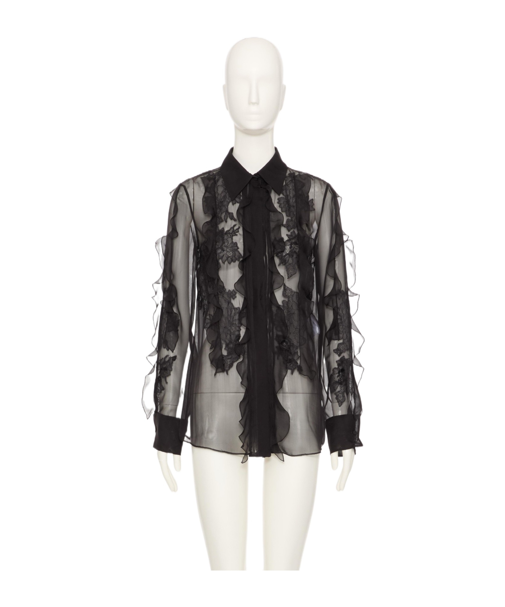 Valentino Floral-embroidered Blouse In Black