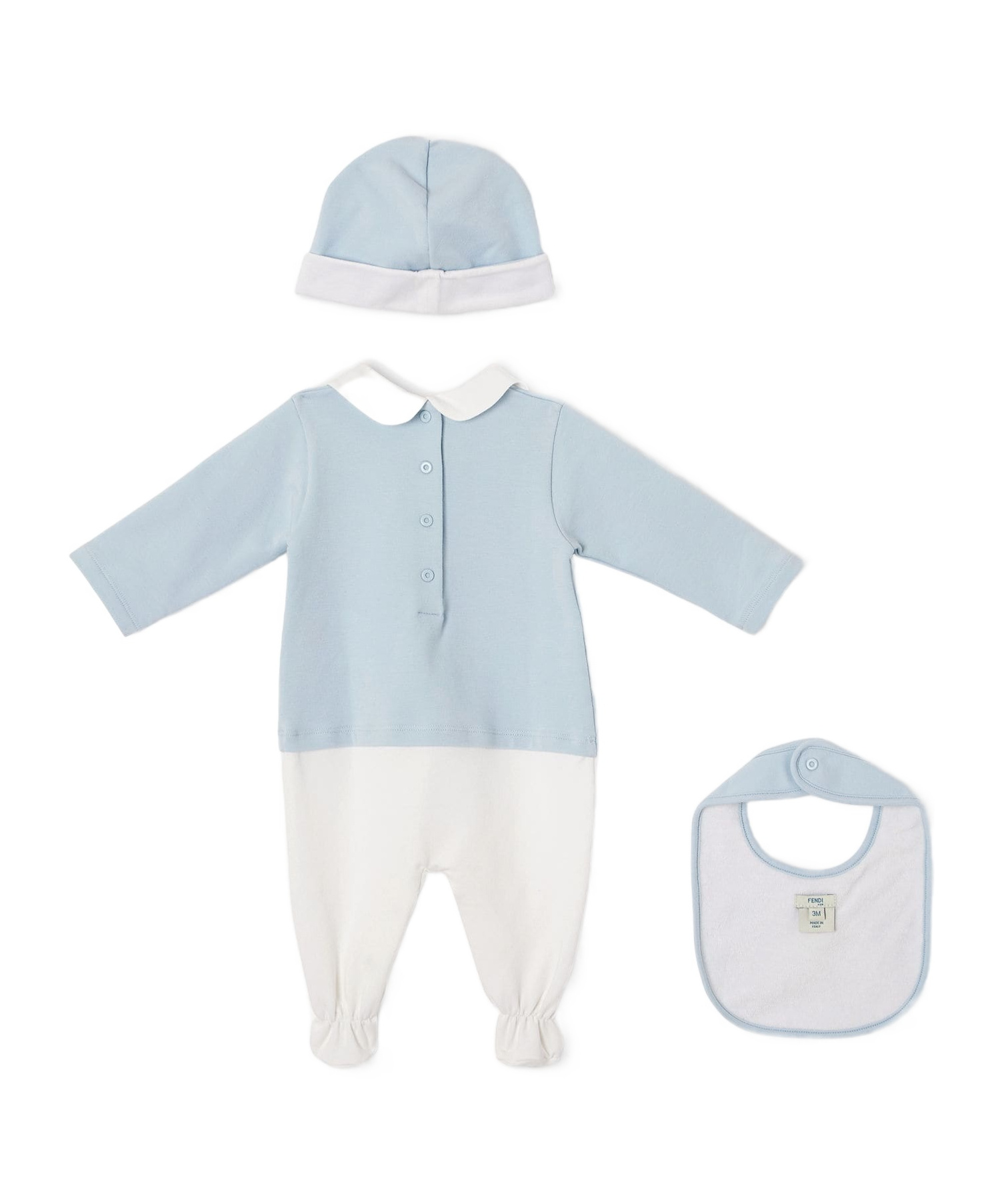 Fendi Light Blue Cotton Baby Set In Multi