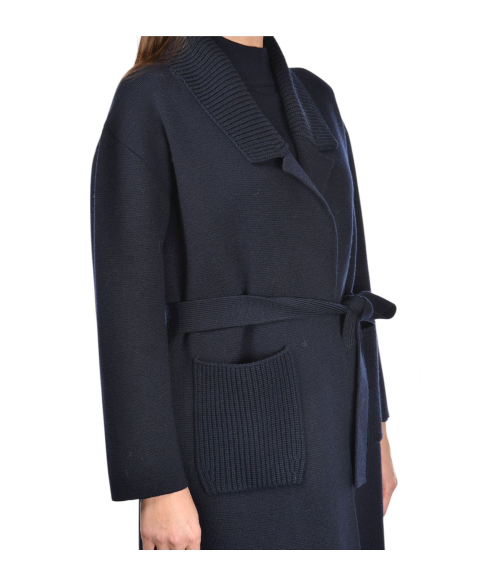 Gran Sasso Knitted Belted Coat In Blue