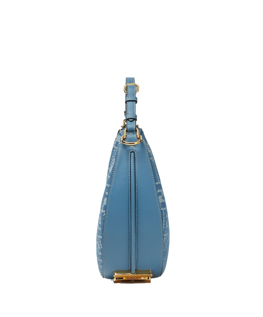 Fendi Mini Bag With Denim-effect Ff Jacquard In Blue