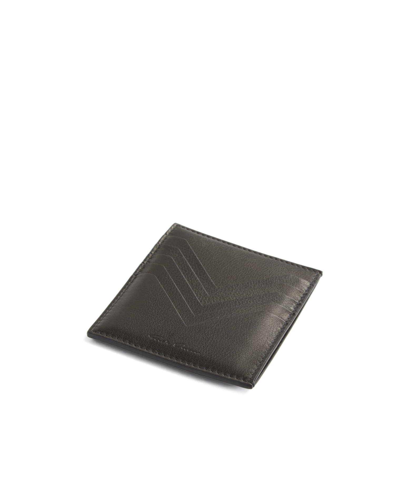 Rick Owens Logo-stamp Leather Cardholder In Black