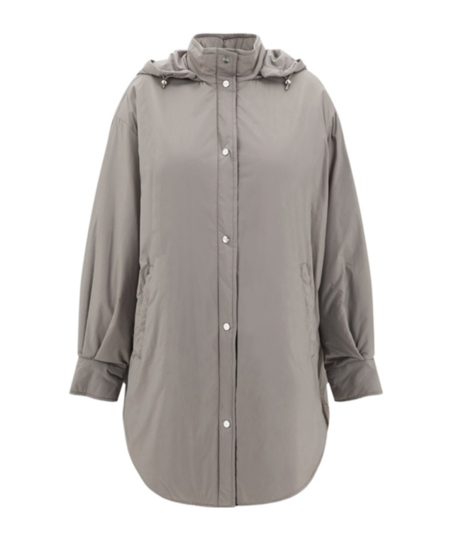 Herno Longline Hooded Jacket Adjustable Drawstring In Gray
