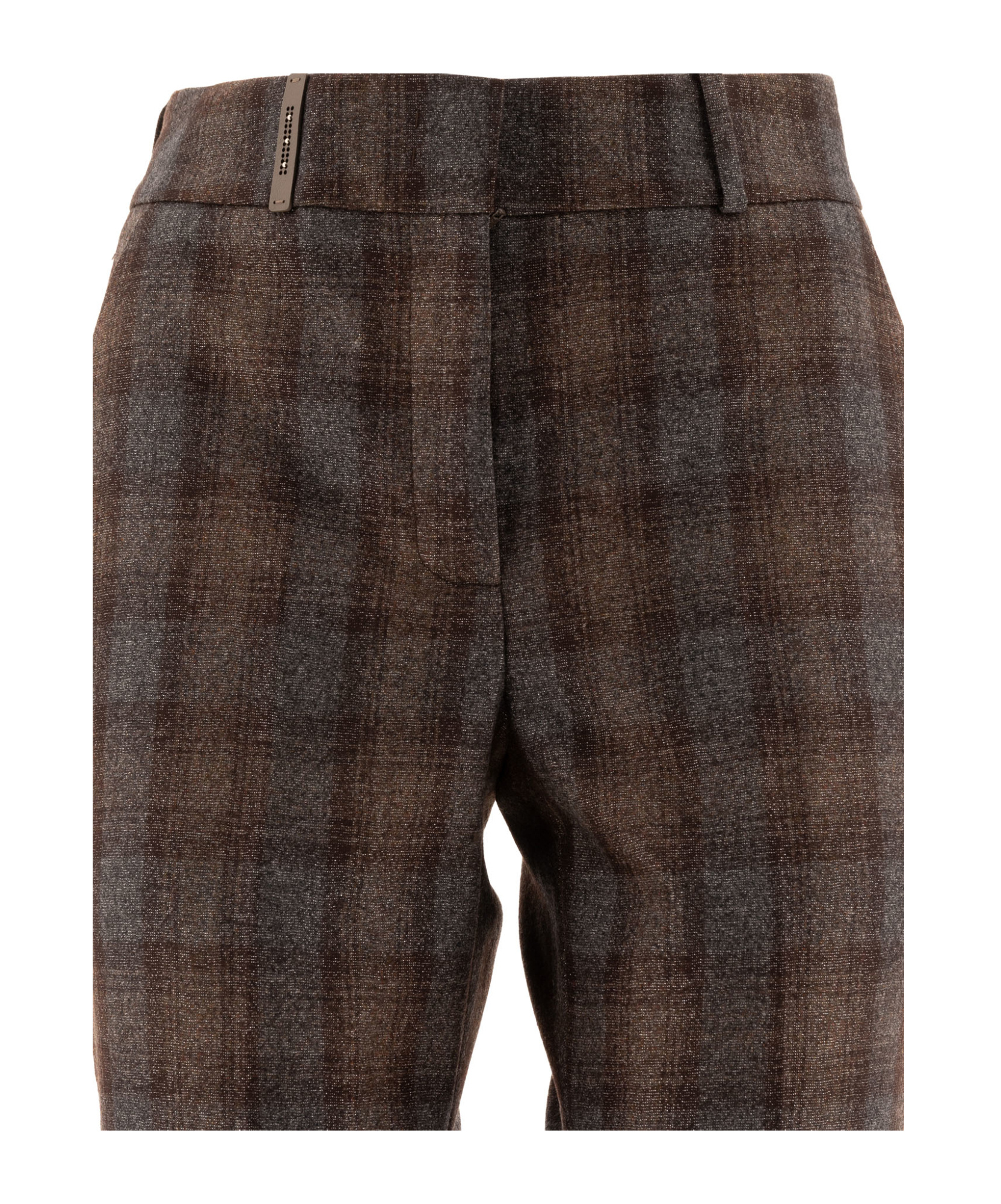 Peserico Check Wool Trousers In Black