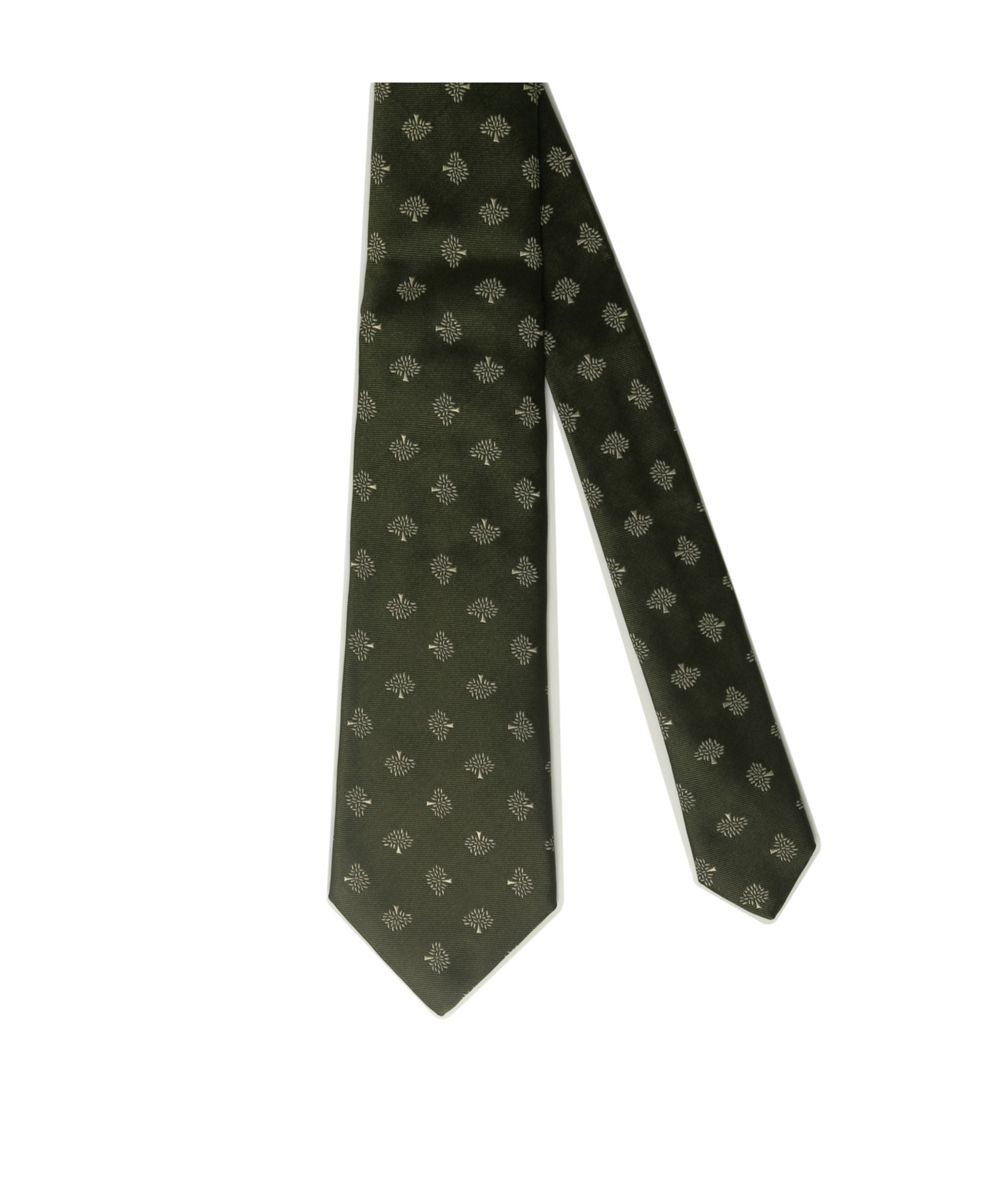 Mulberry All Over Tree Pointed Tie In Green