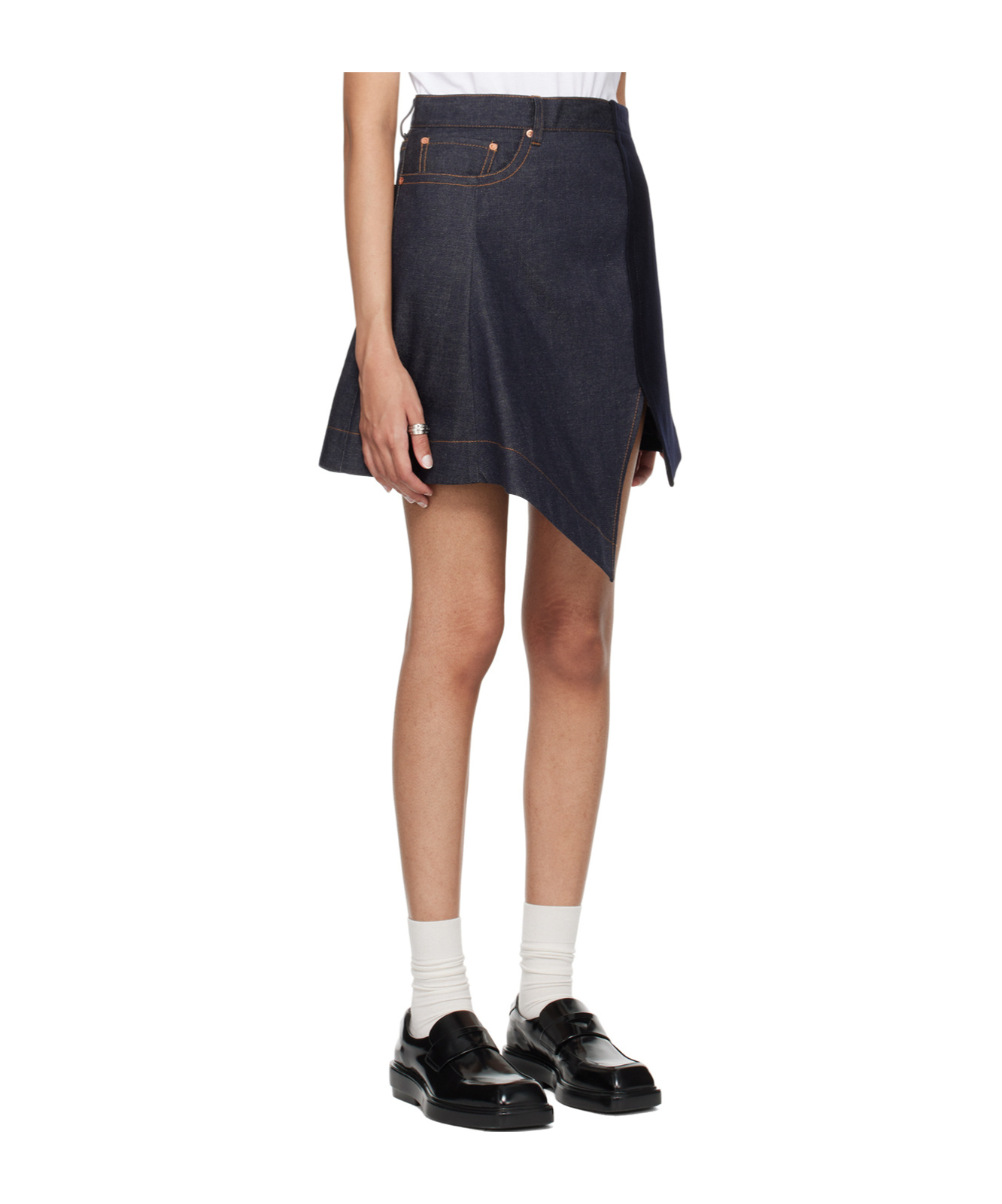 Shop Sacai Asymmetric Denim Skirt In Black