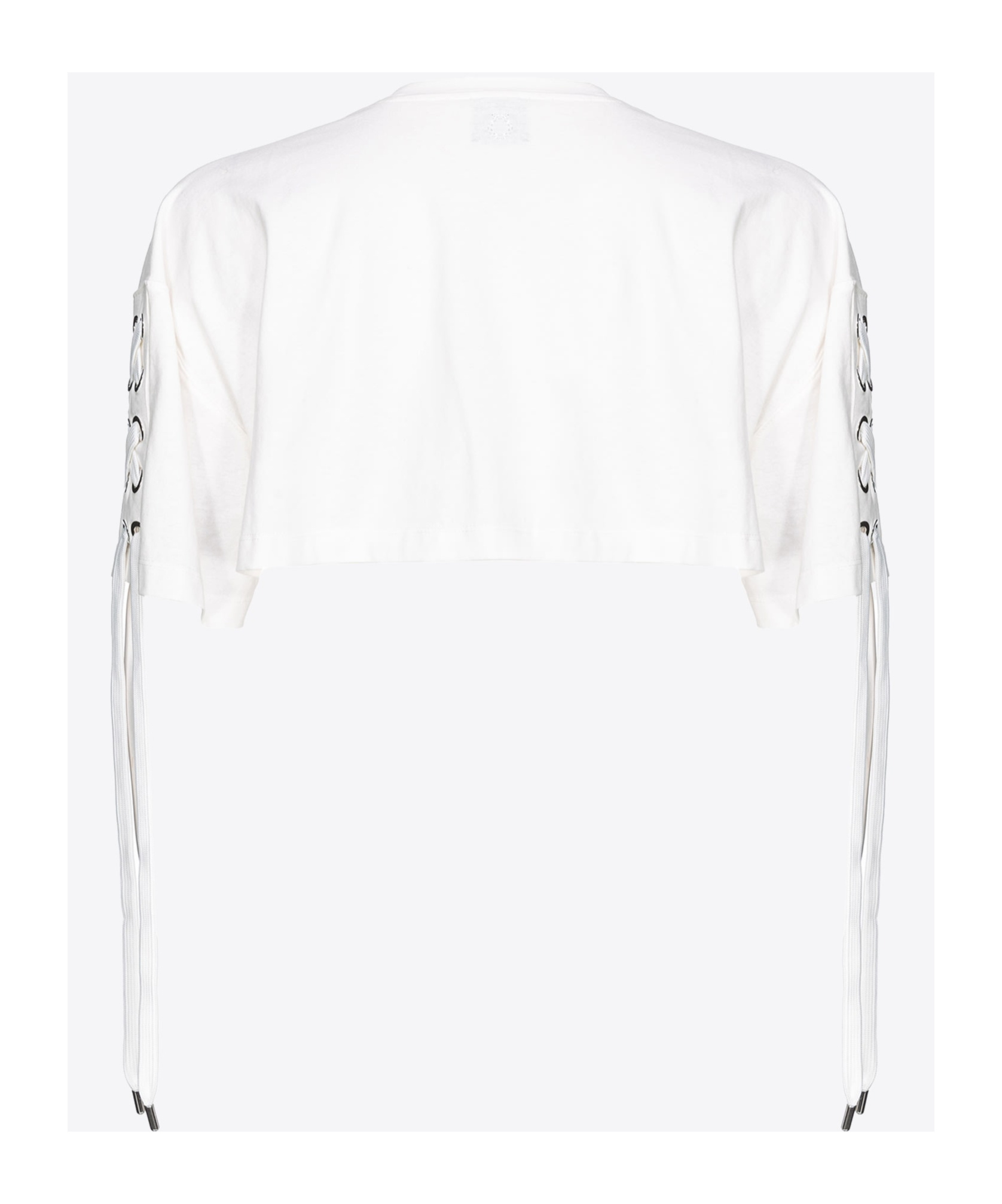Pinko Lace-up Cropped T-shirt In White