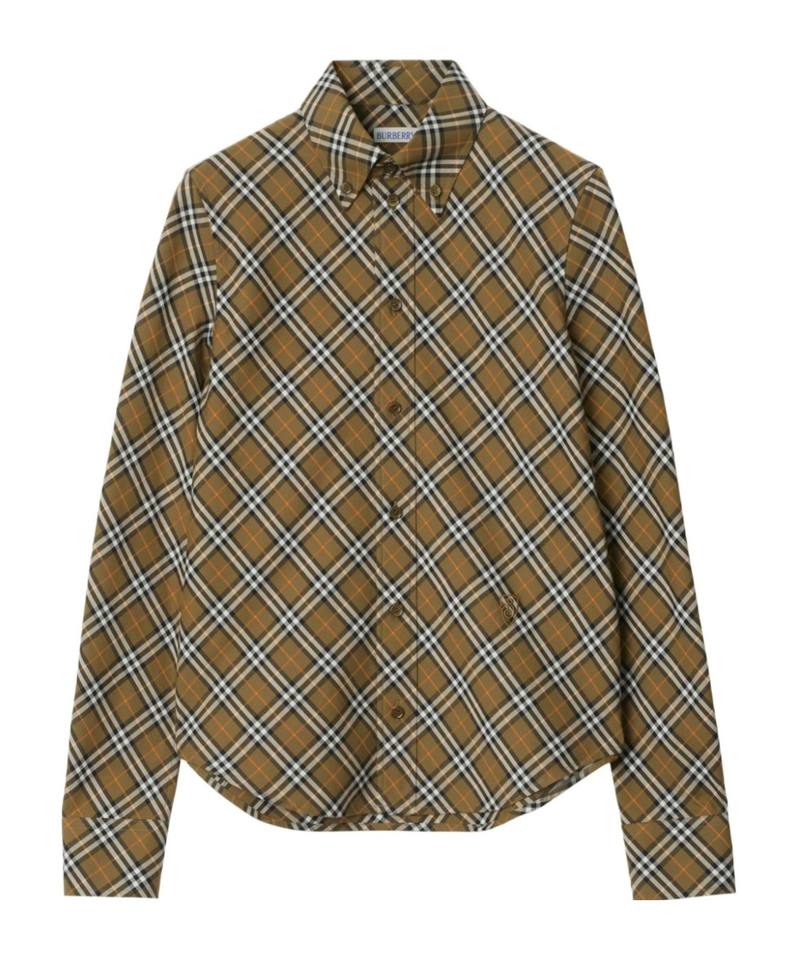 Burberry Check Cotton Shirt Cuffed Sleeves In Brown