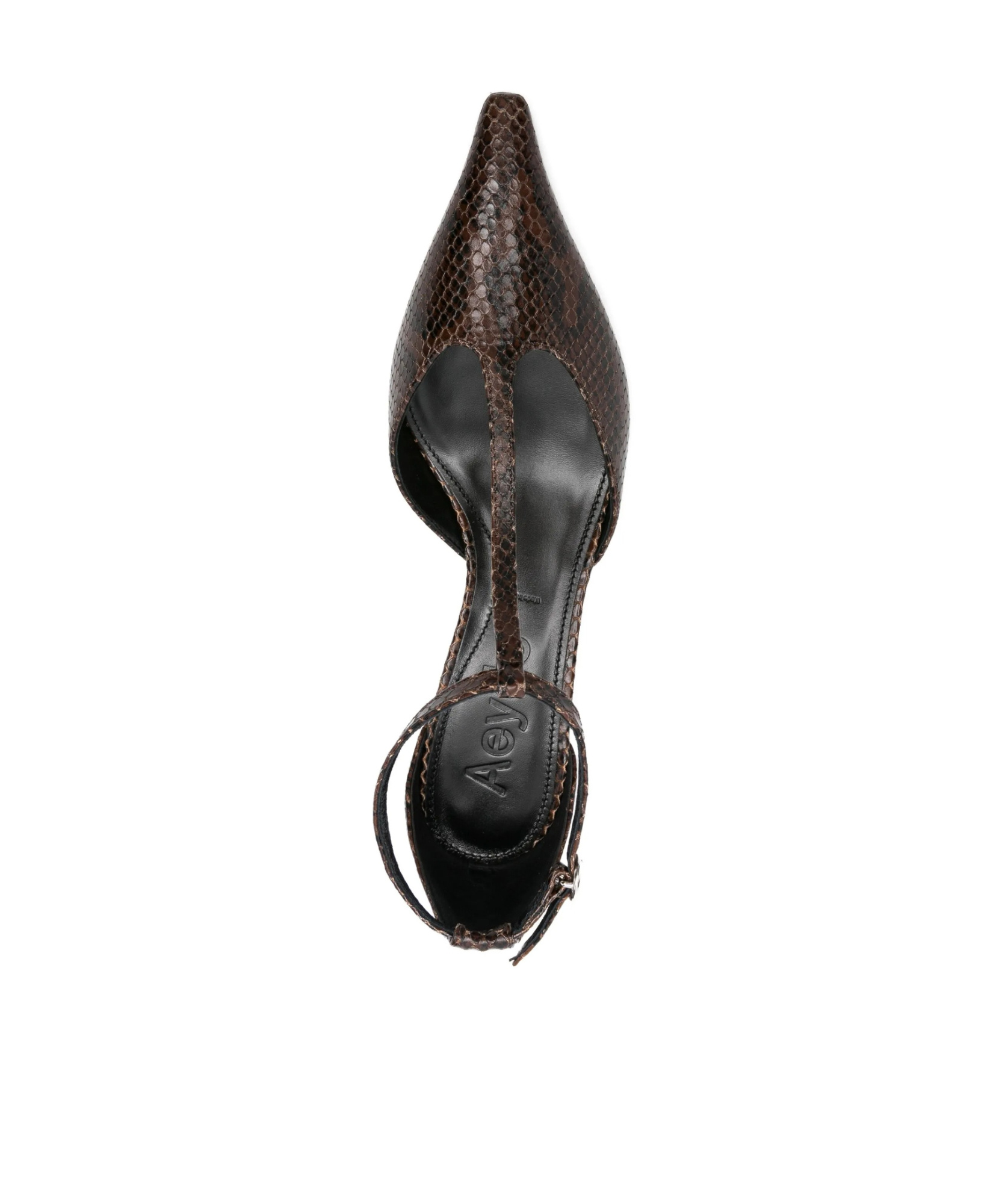 Aeyde Liz Snake Print Calf Leather Moka Shoes In Black