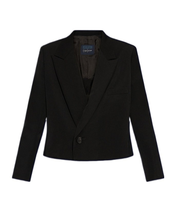 Shop Yohji Yamamoto Cropped Blazer In Black