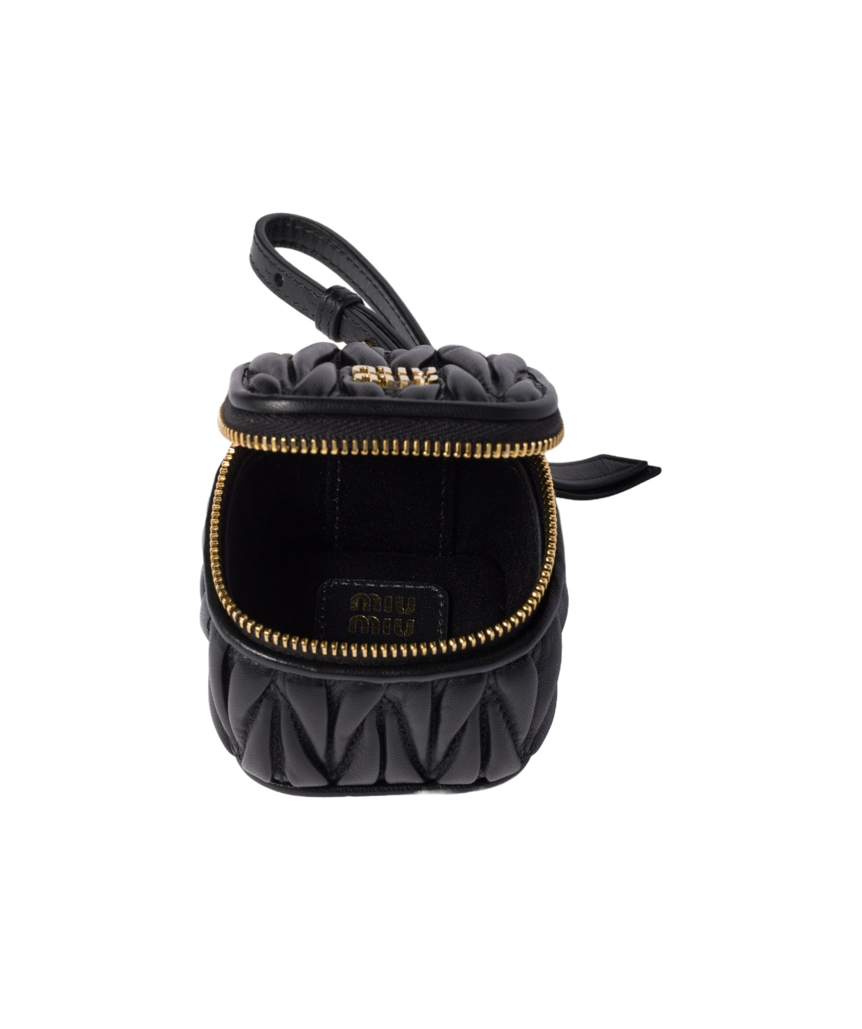 Miu Miu Zipper Key Chain In Black