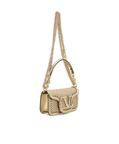 VALENTINO GARAVANI VALENTINO GARAVANI VALENTINO GARAVANI LOCÒ SMALL SHOULDER BAG IN METALLIC WOVEN LEATHER
