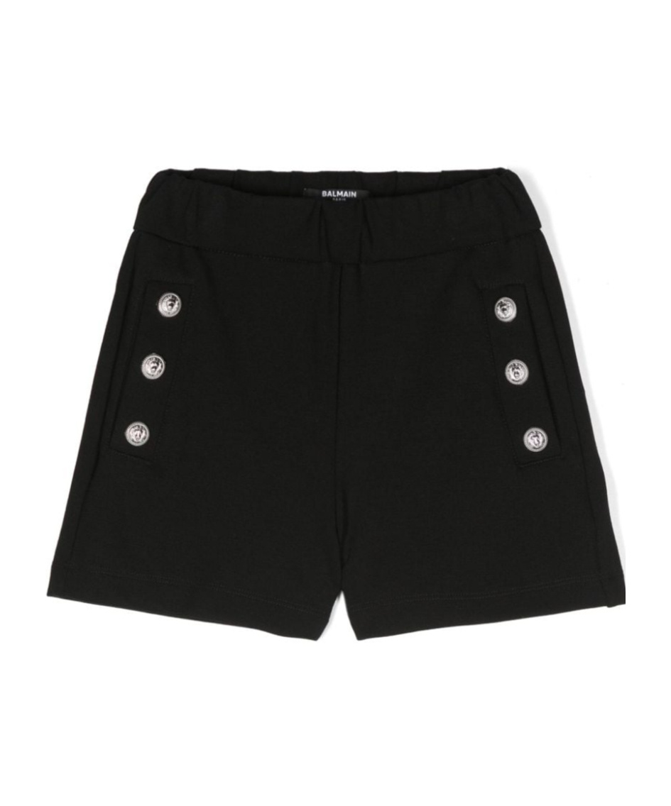 Balmain Coin-engraved Buttons Shorts In Black