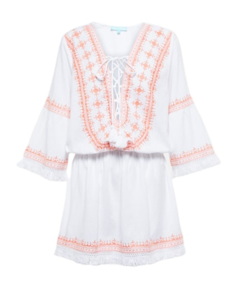 Melissa Odabash Martina Cotton And Linen Embroidered Minidress In White