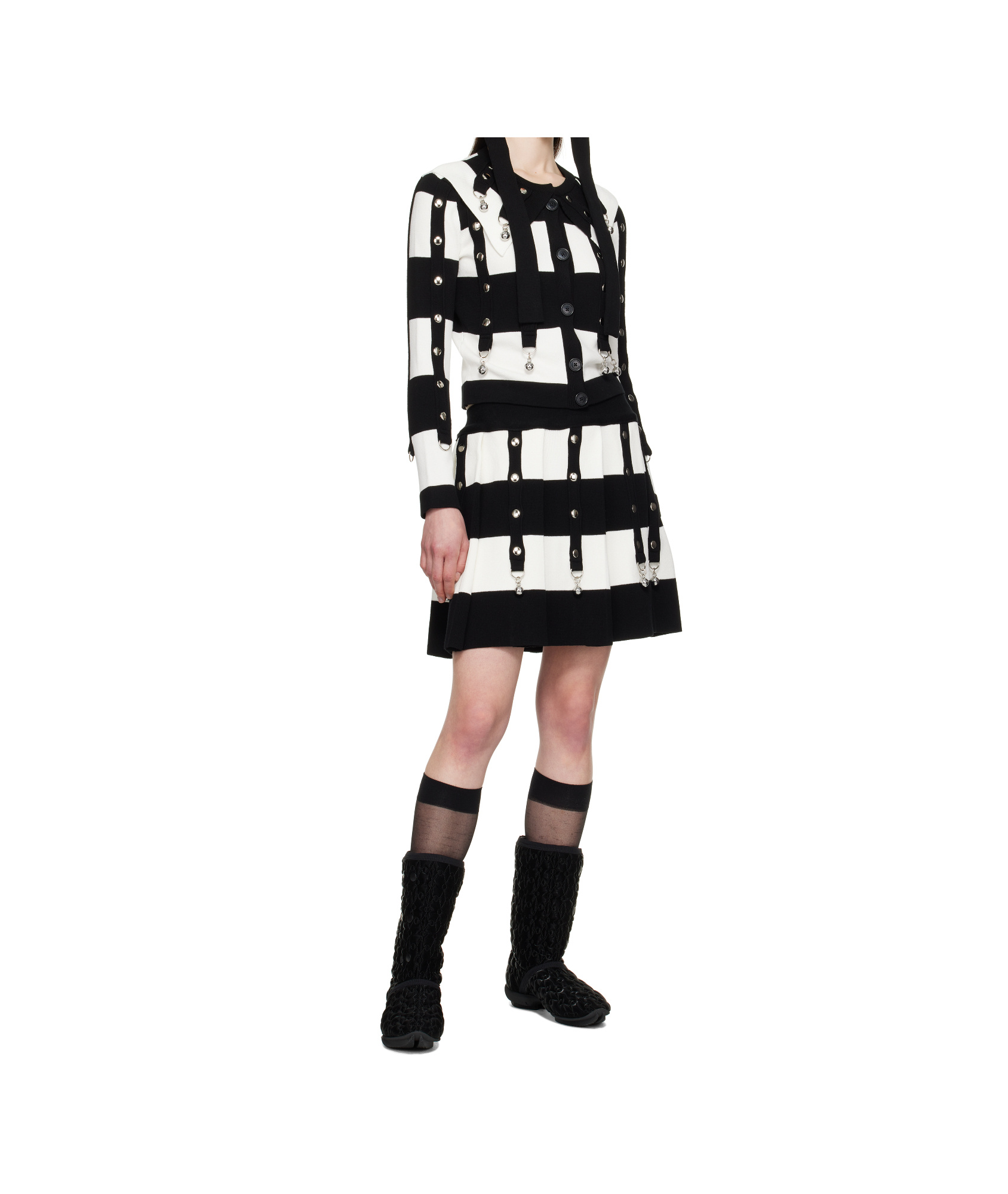 Chopova Lowena Black & White Kip Mini Skirt In Black/cream