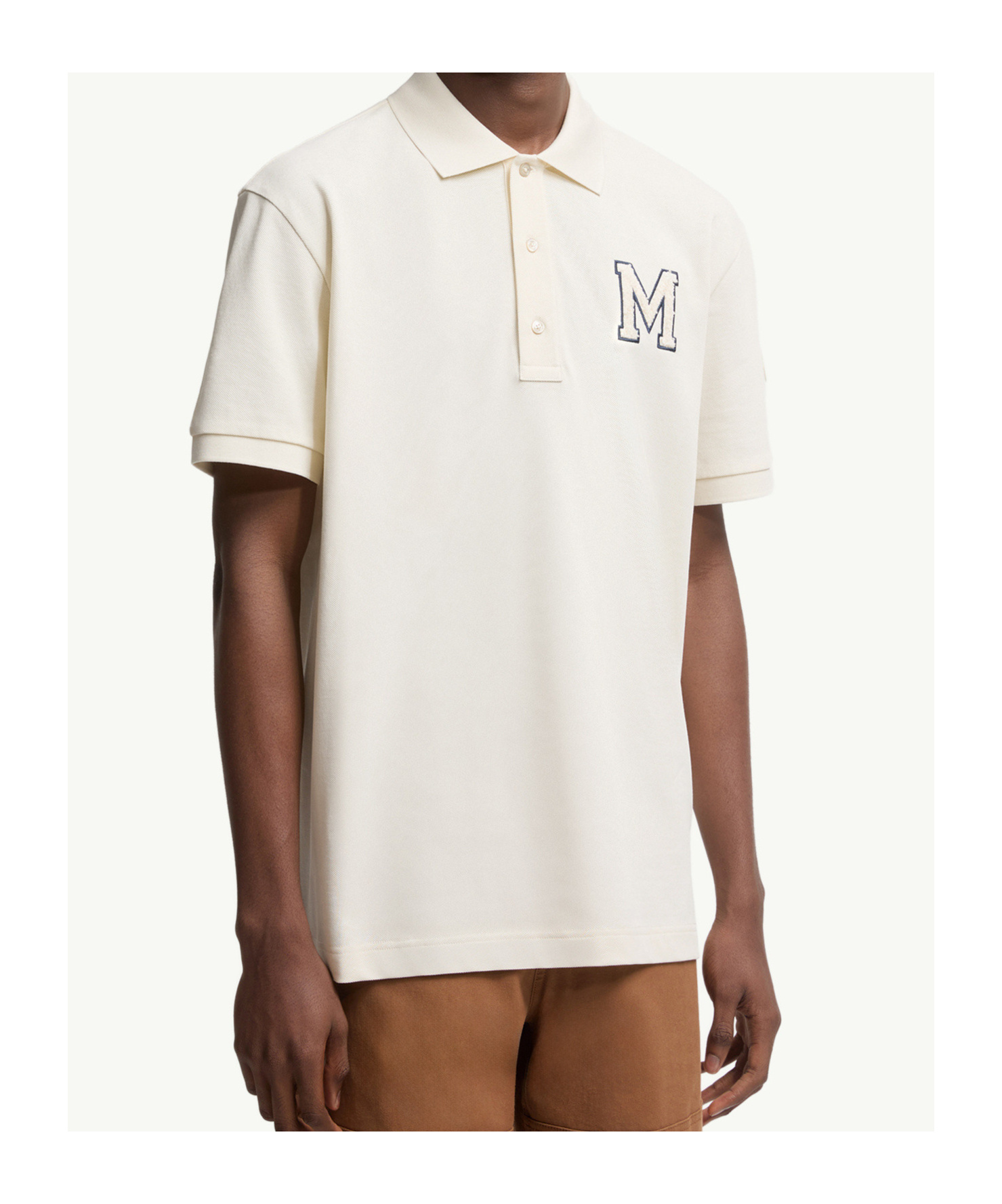 Moncler Polo En Piqué De Coton À Monogramme In Neutral