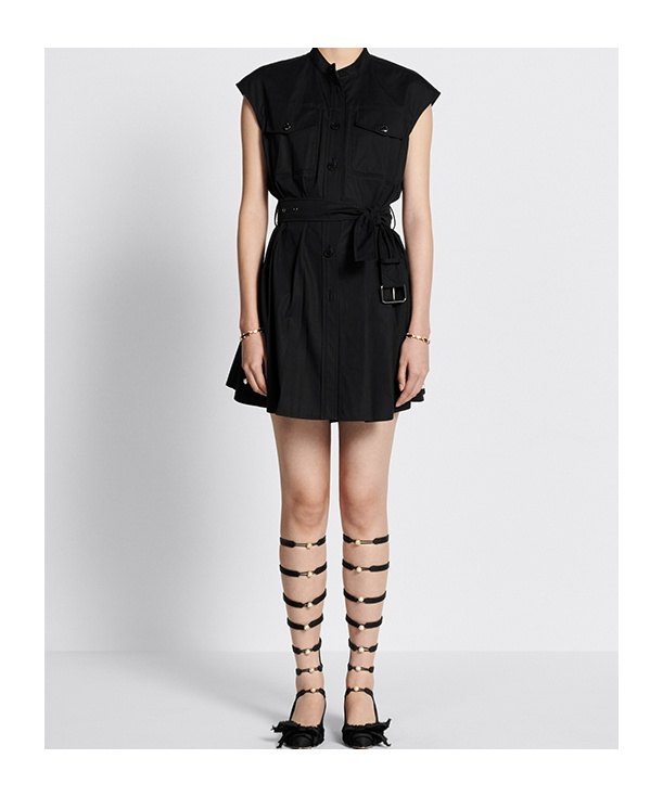 Dior Short Dress In Cotton Gabardine In Black