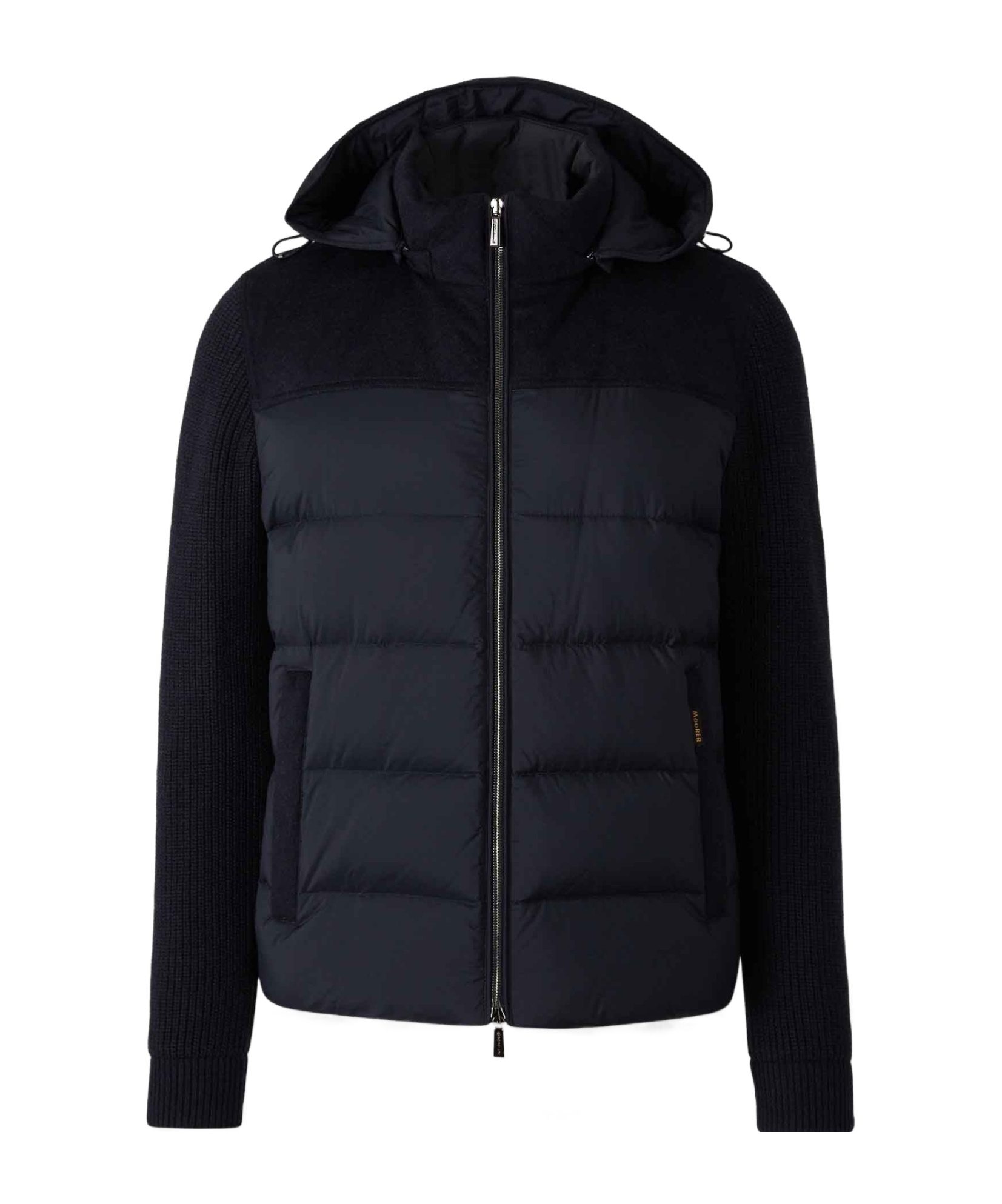 Moorer Allori Quilted Knitted-sleeve Jacket In Black