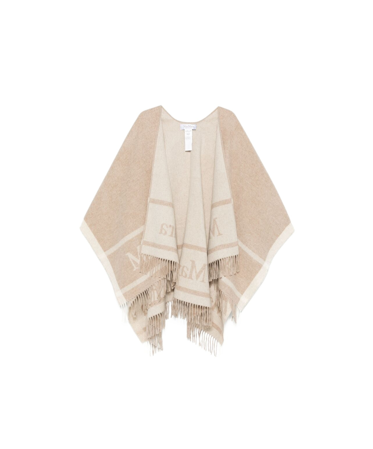 Max Mara Fringed Shawl In Nude