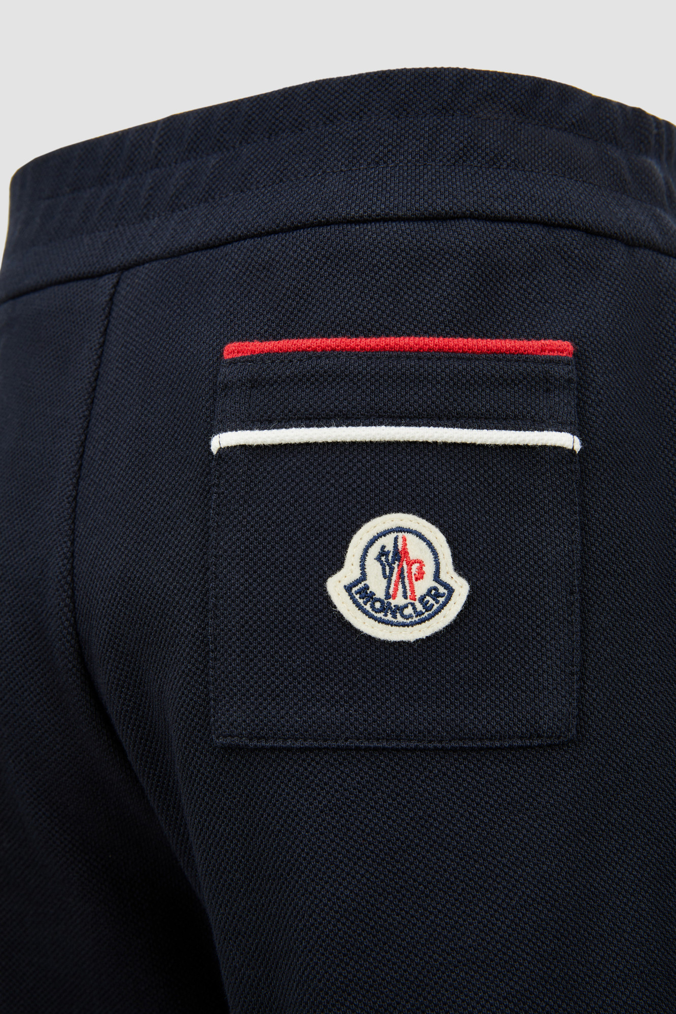 Moncler Tricolour-trimmed Cotton Piquet Shorts In Navy Blue
