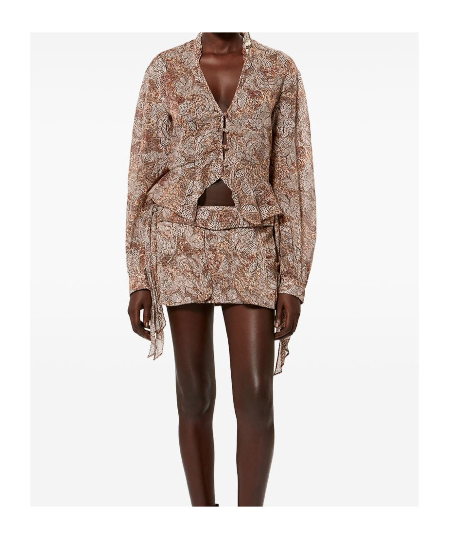 Isabel Marant Women's Celeny Printed Cotton Cinched Blouse In Brown
