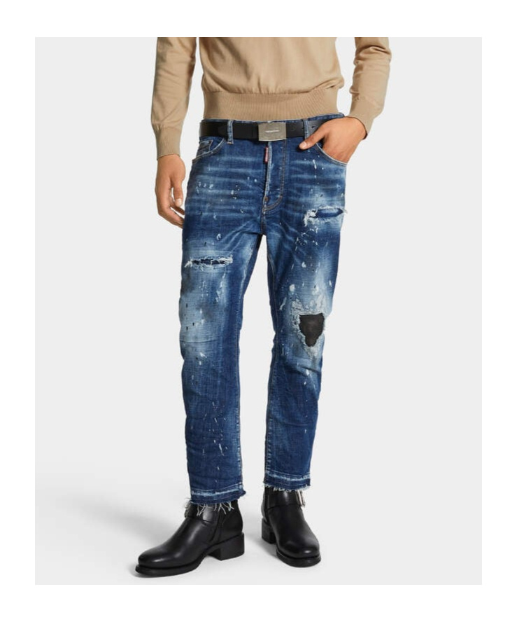 Dsquared2 Distressed Slim Jeans In Blue