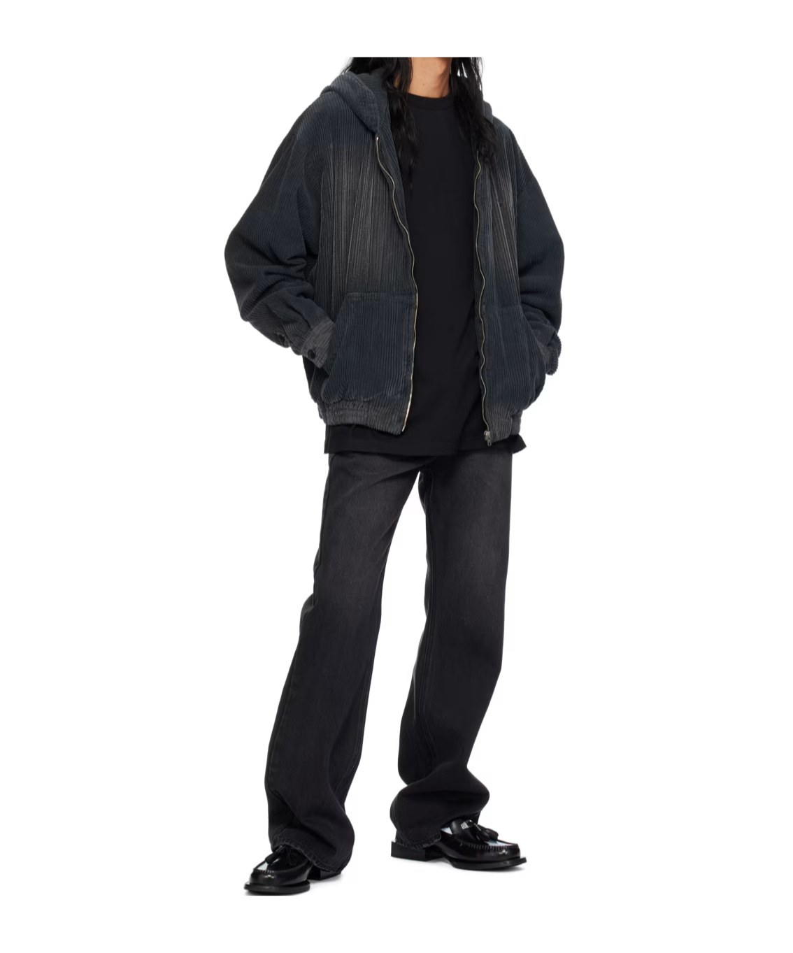 We11 Done Zippered Hooded Sweatshirt In Black