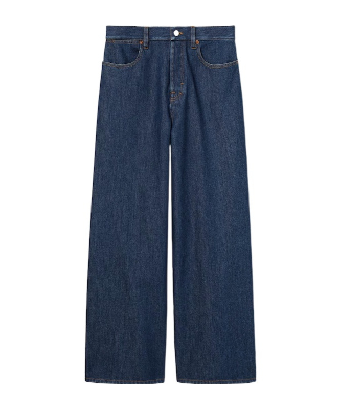 Gucci Blue Jeans With Belt Loops And Logo Patch On The Rear In Denim Woman In Blue