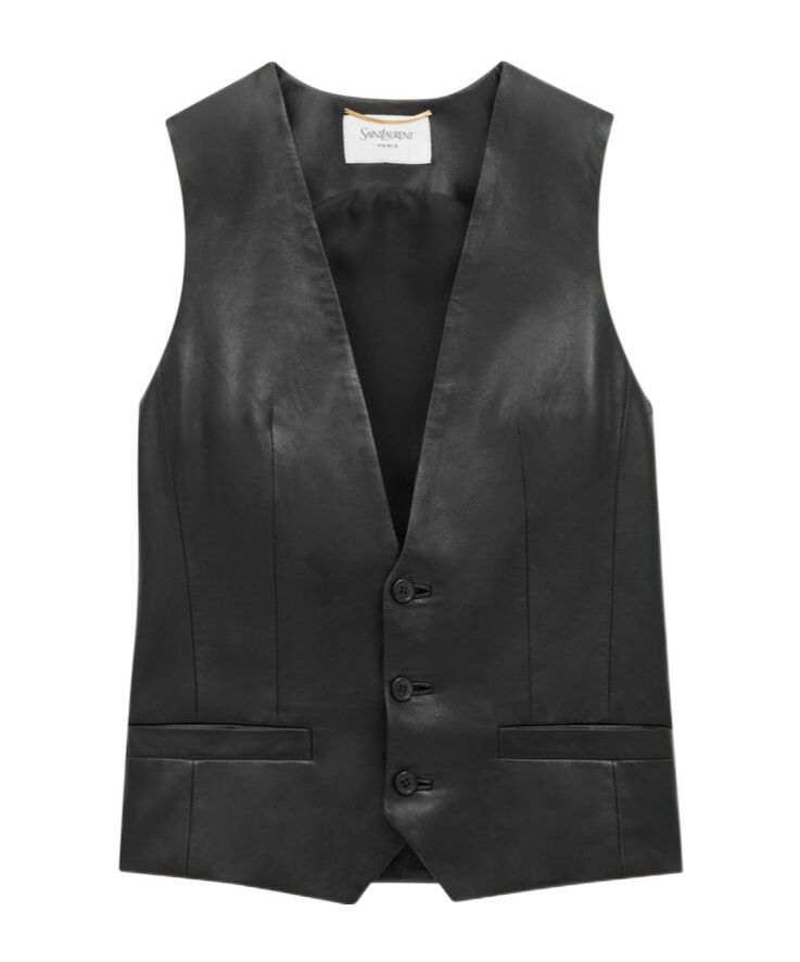 Saint Laurent Single-breasted Vest In Black