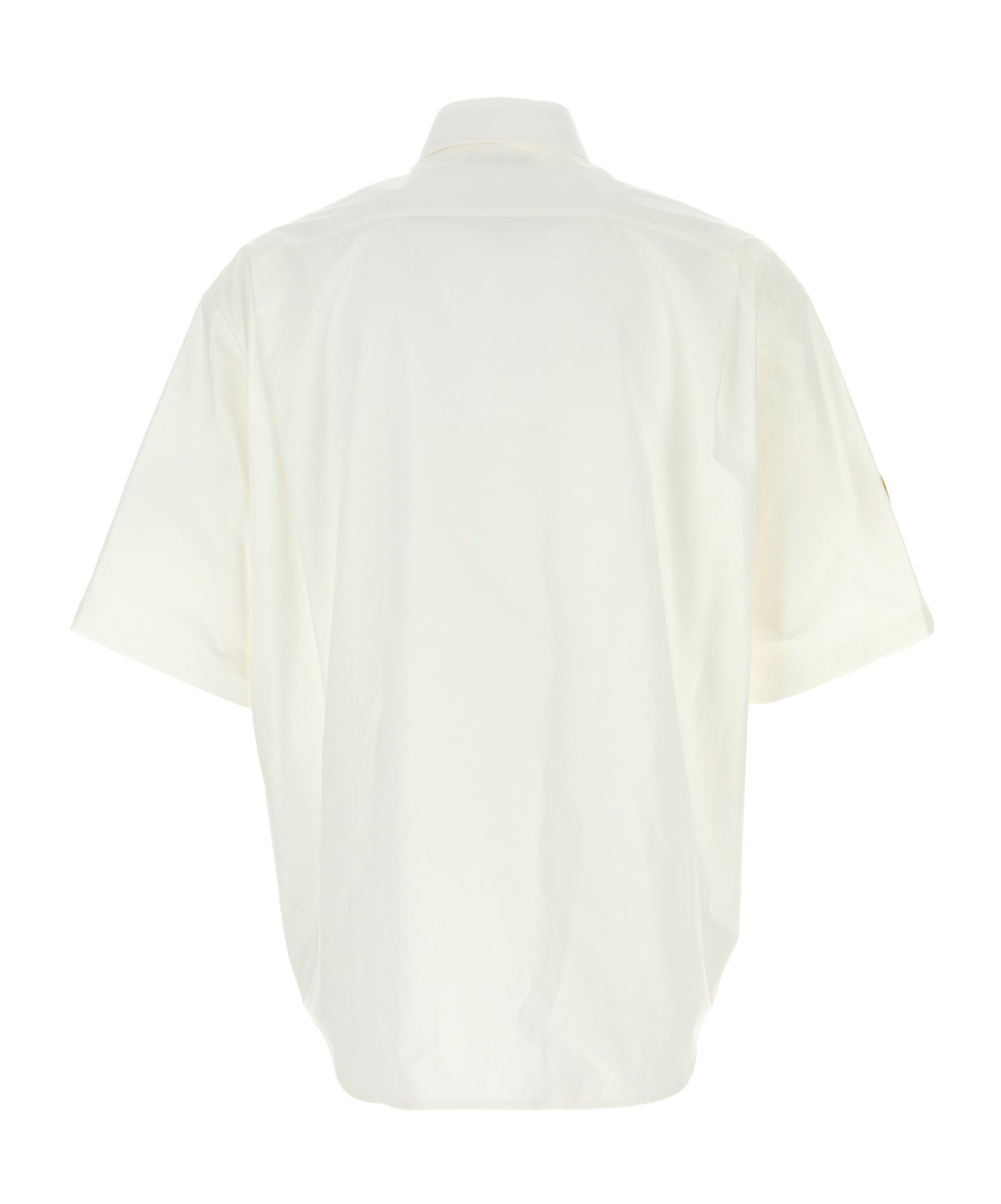 Balenciaga White Shirt With Logo Lettering On The Front And Logo Patch On The Sleeve In Cotton Man In White
