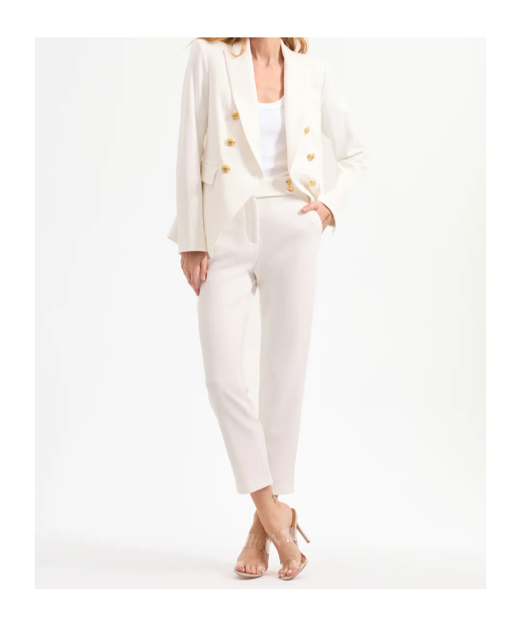 Veronica Beard Renzo Straight Crop Pants In White