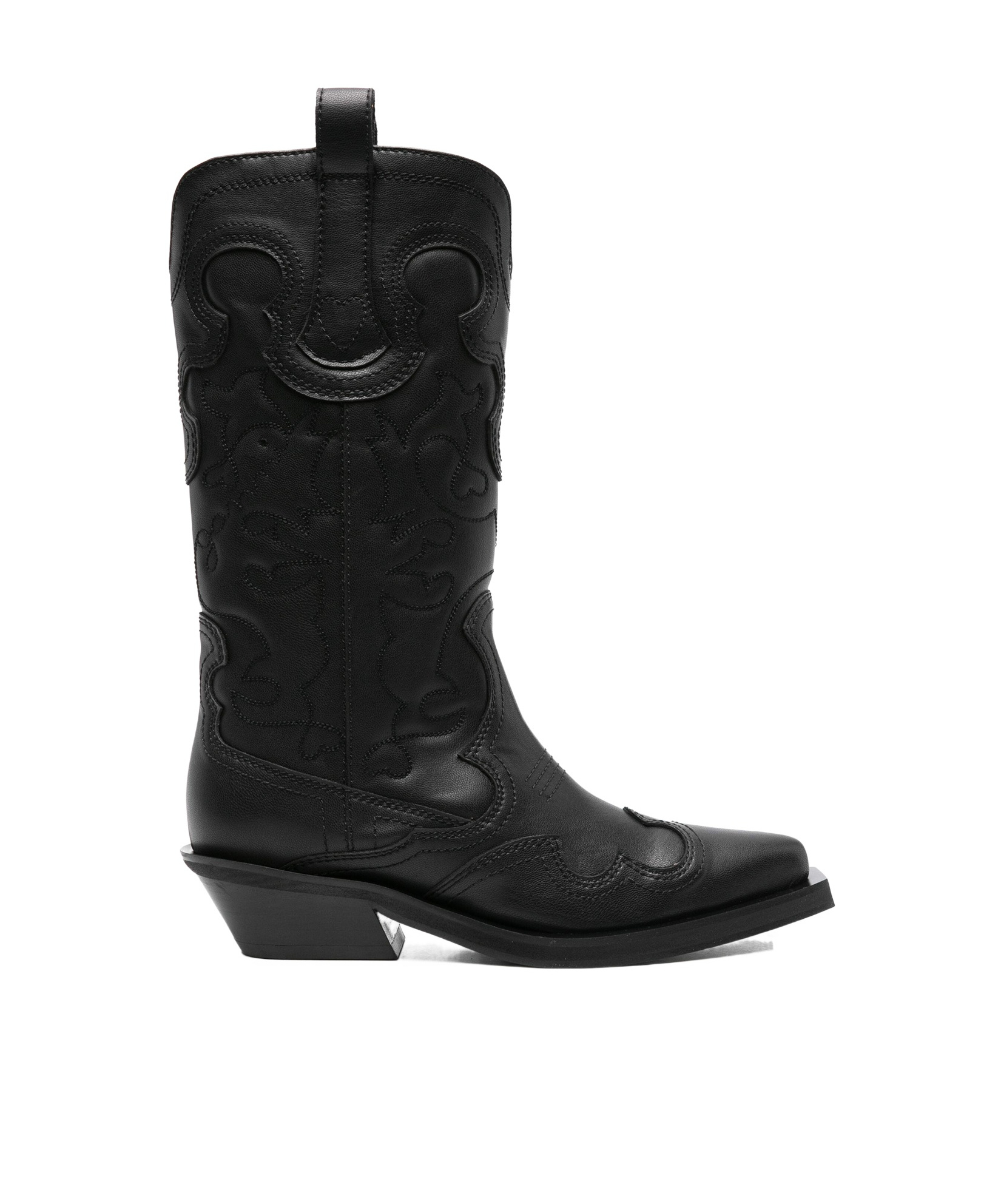 Ganni Embroidered Western Boots Women In Black