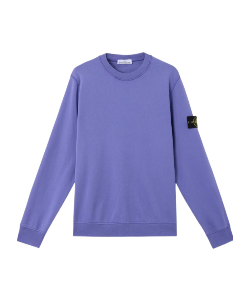 Stone Island Mens Lavender Logo-badge Crewneck Cotton-knit Jumper In Purple