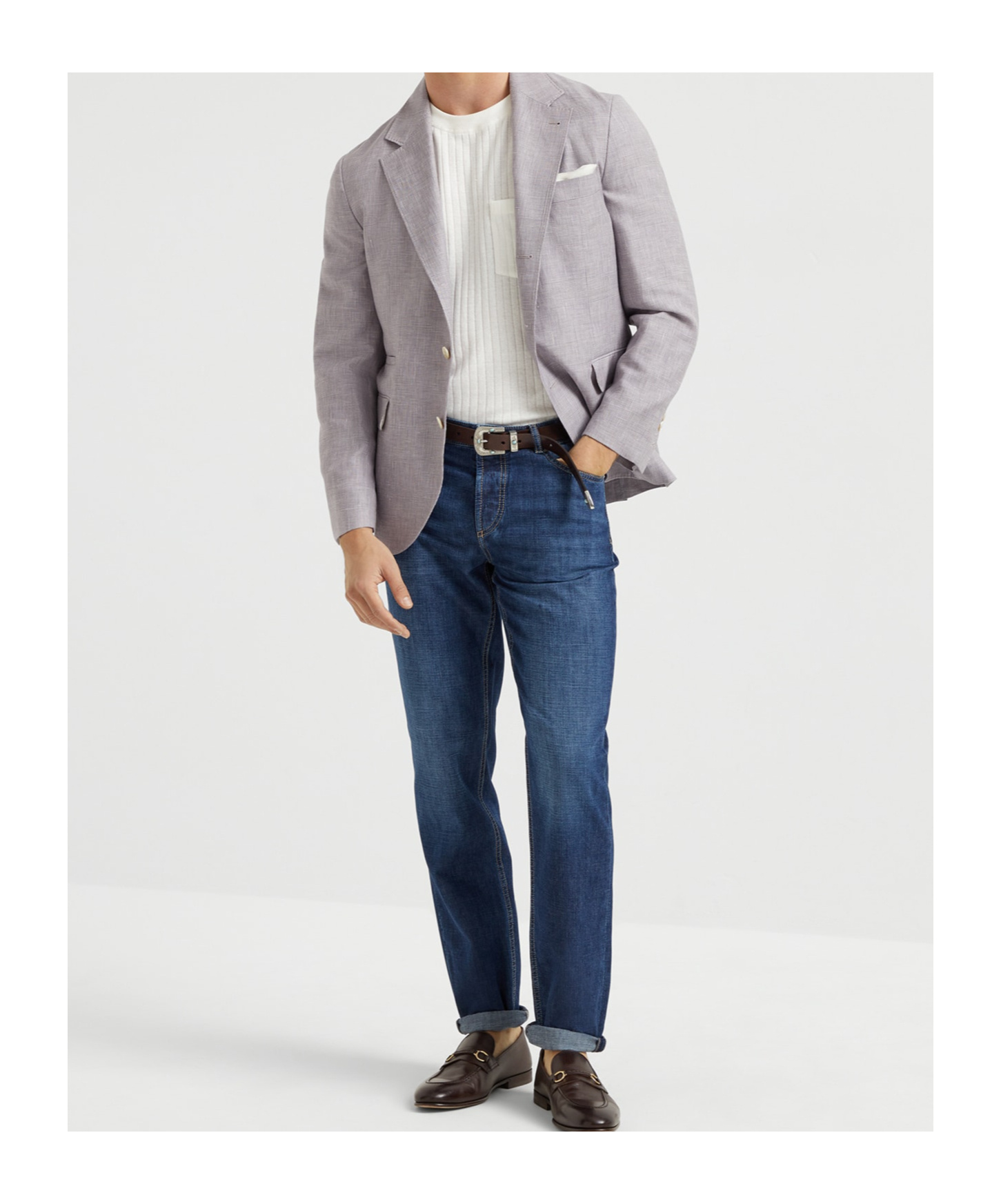 Brunello Cucinelli Thin Five-pocket Distressed Jeans In Blue
