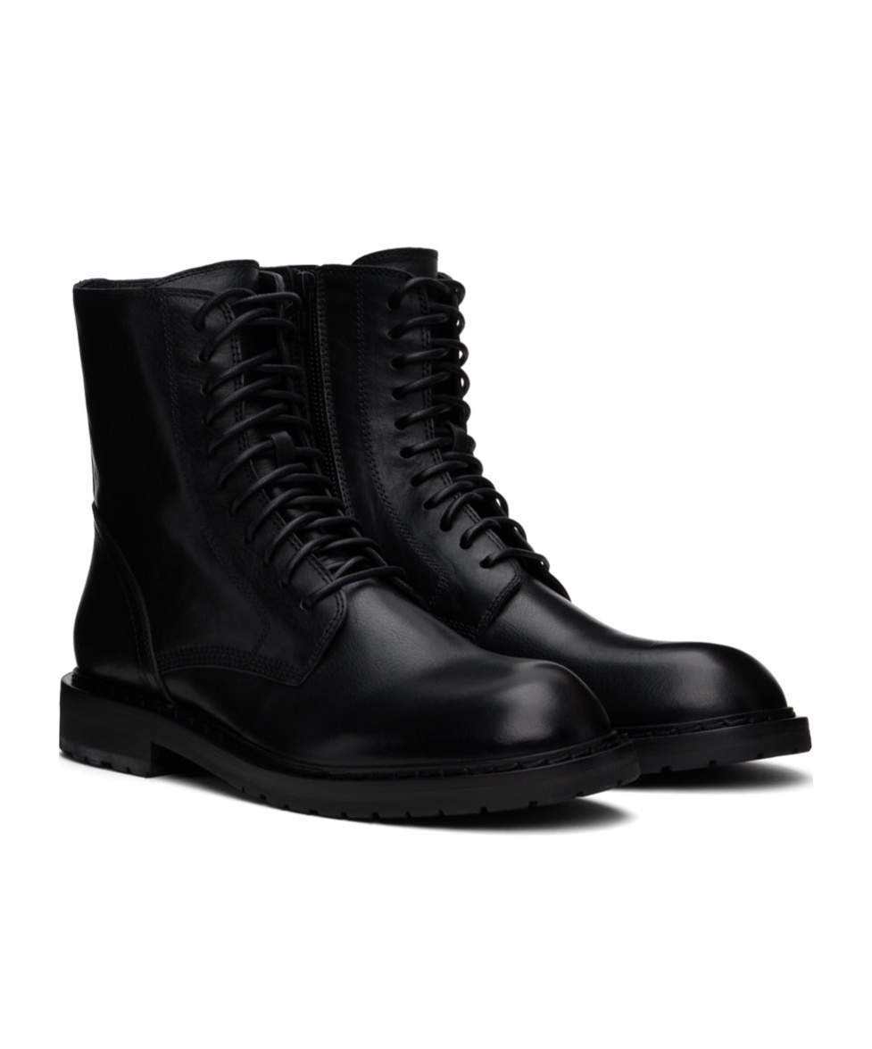 Ann Demeulemeester Round Toe Ankle Boots In Black
