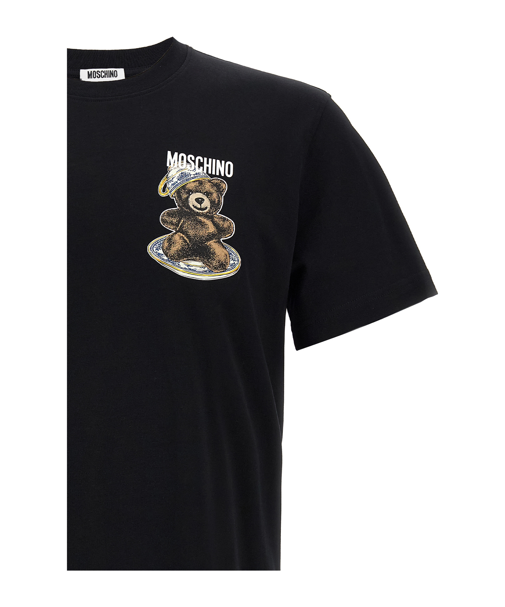 Moschino Black Cotton T-shirt With Bear Print In Black