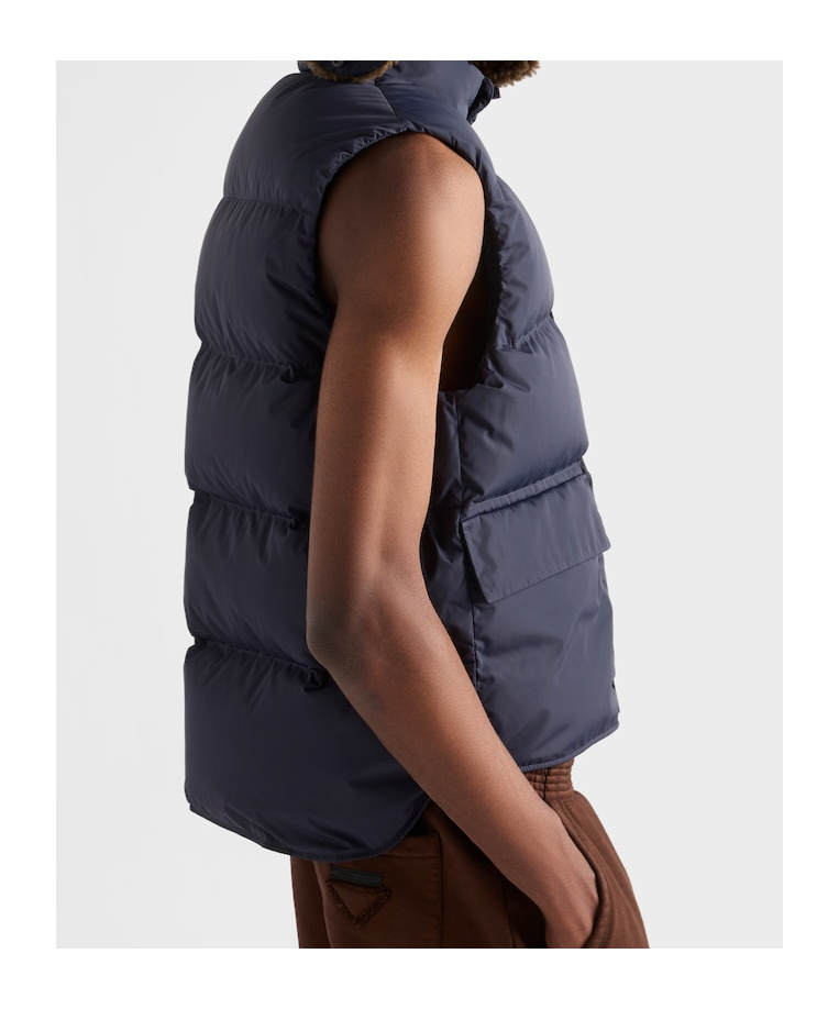 Prada Re-nylon Sleeveless Down Jacket In Blue