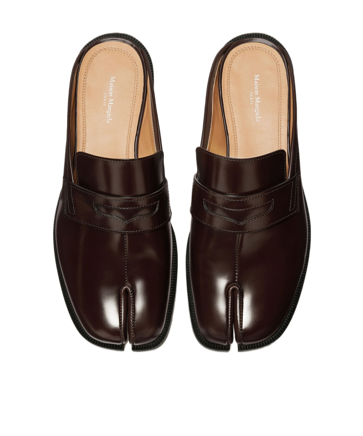 Maison Margiela Leather Sandals With Round Toe Design In Brown