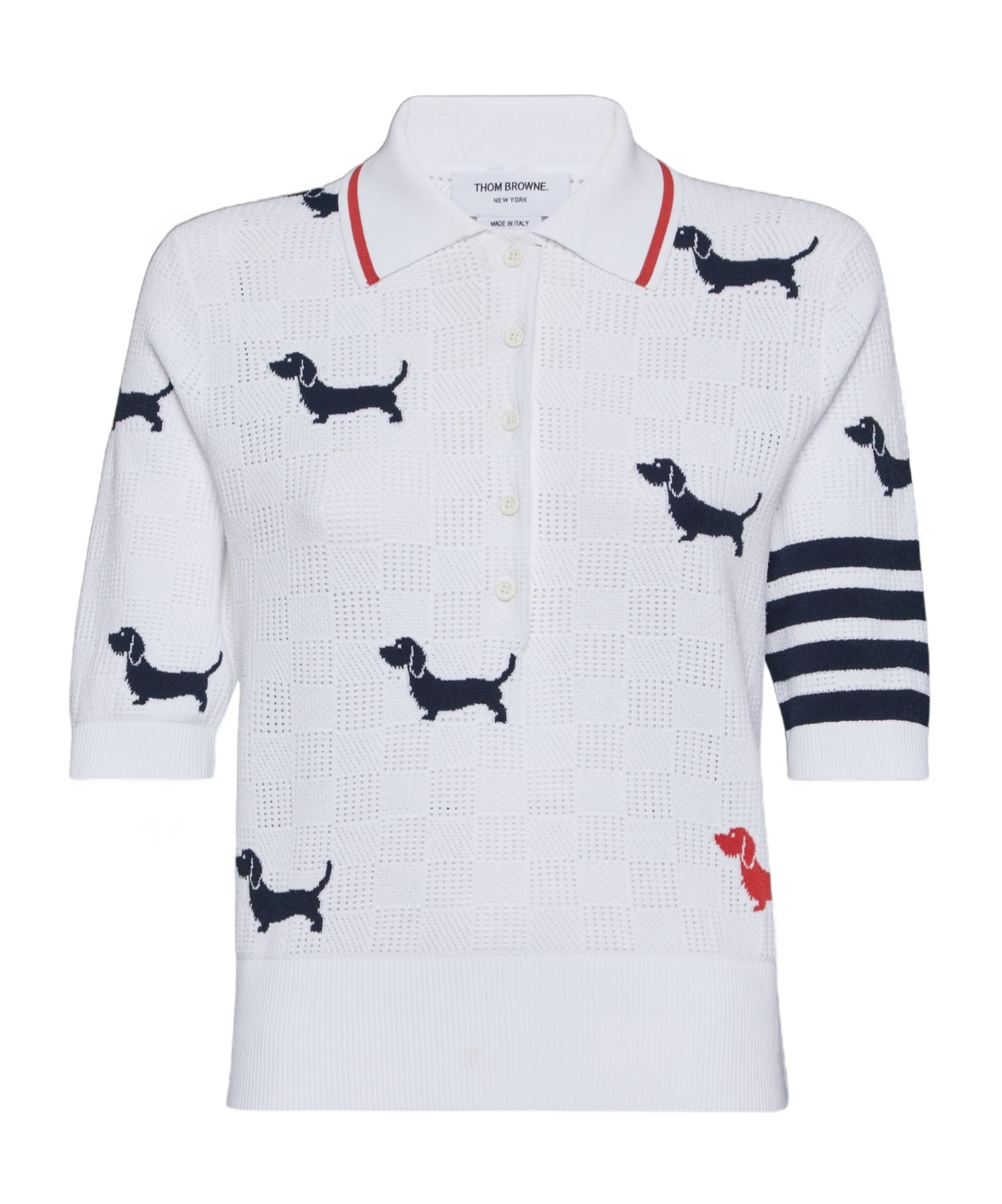 Thom Browne Short-sleeved Sweater In White