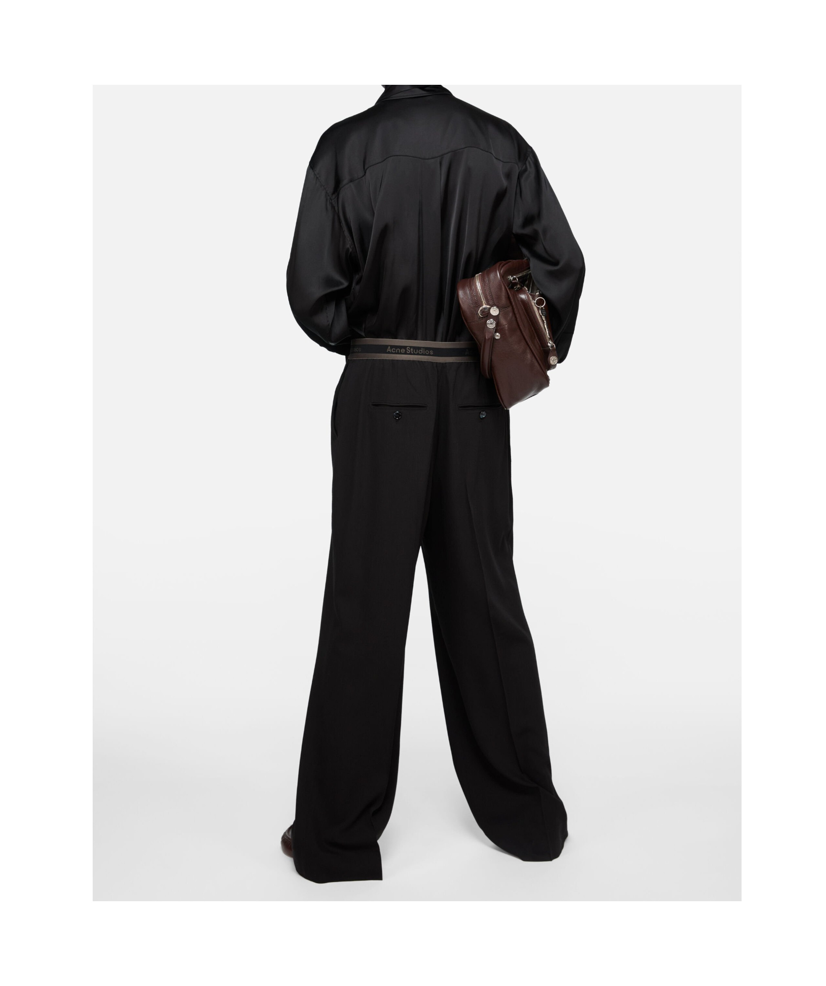 Acne Studios Layered Satin Blouse In Black