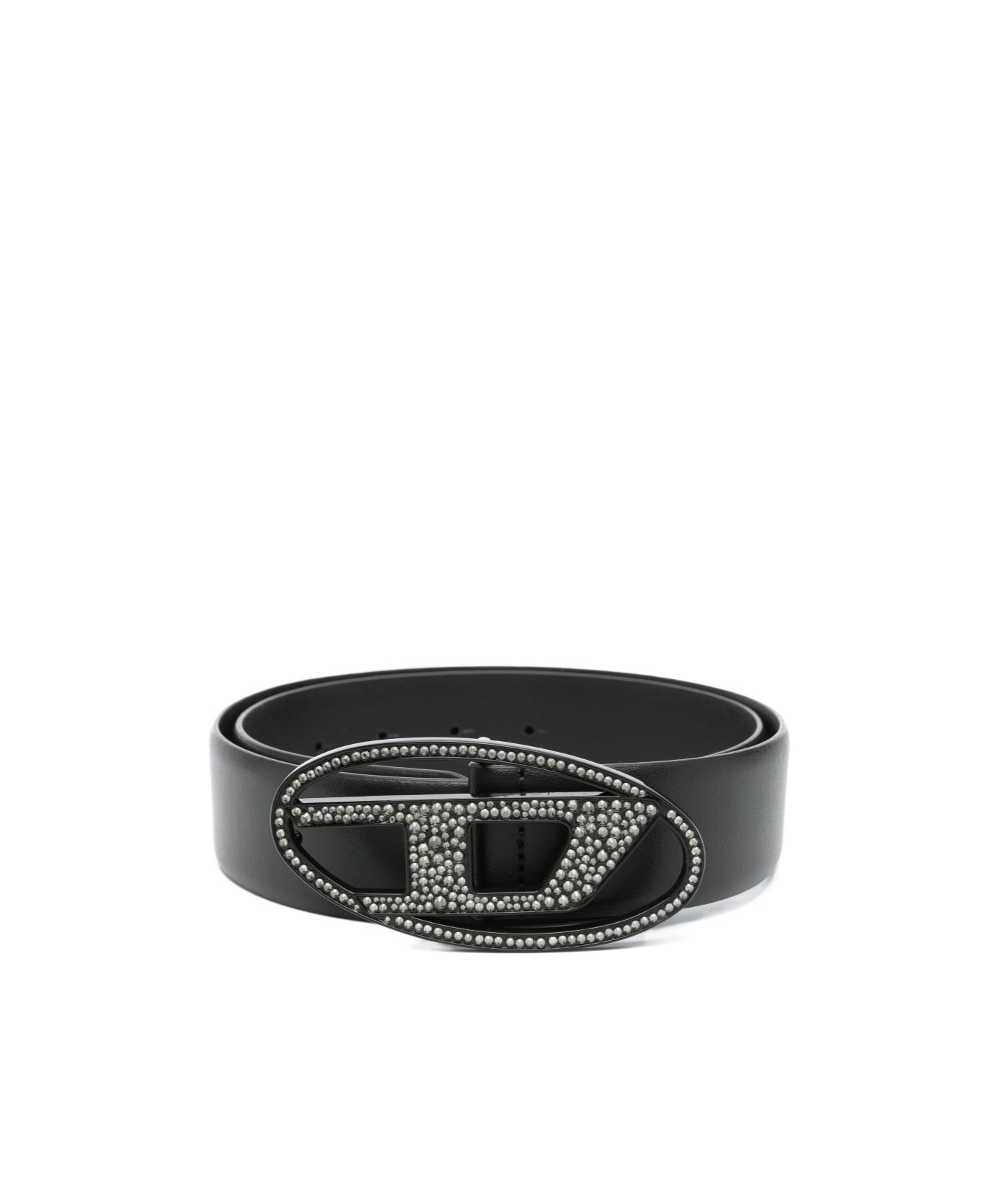 Diesel Embellished D-logo Buckle Belt In Black