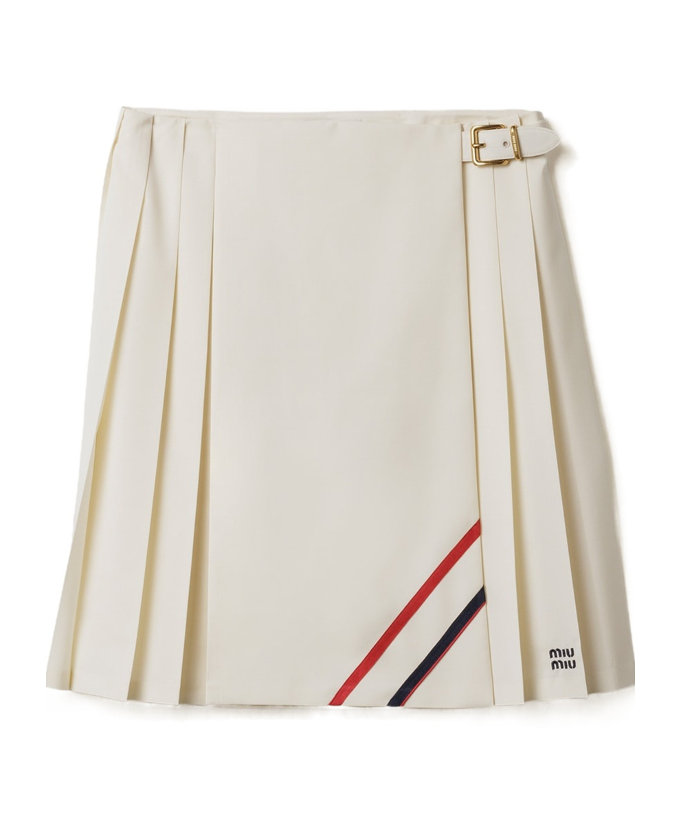 Miu Miu Pleated Mohair Fabric Skirt In Brown