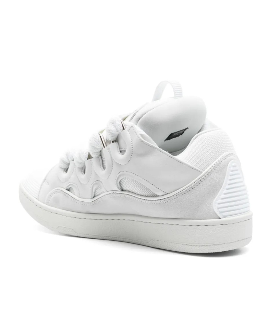 Lanvin Unisex Leather Curb Sneakers With Glitter Effect