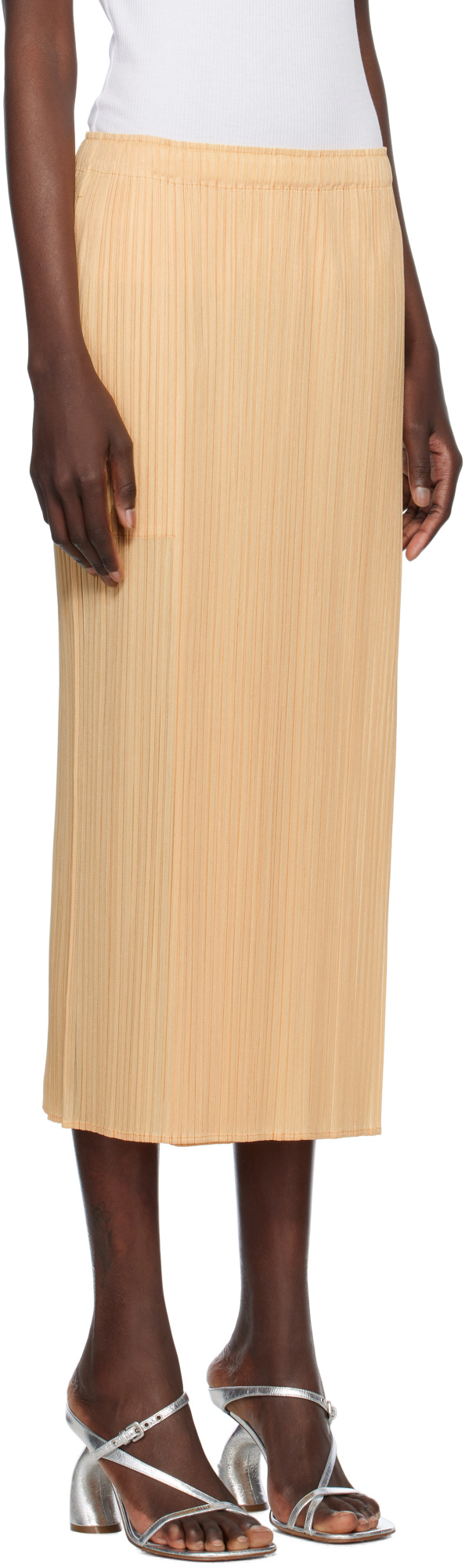 Shop Issey Miyake Elastic Waist Skirt In Yellow