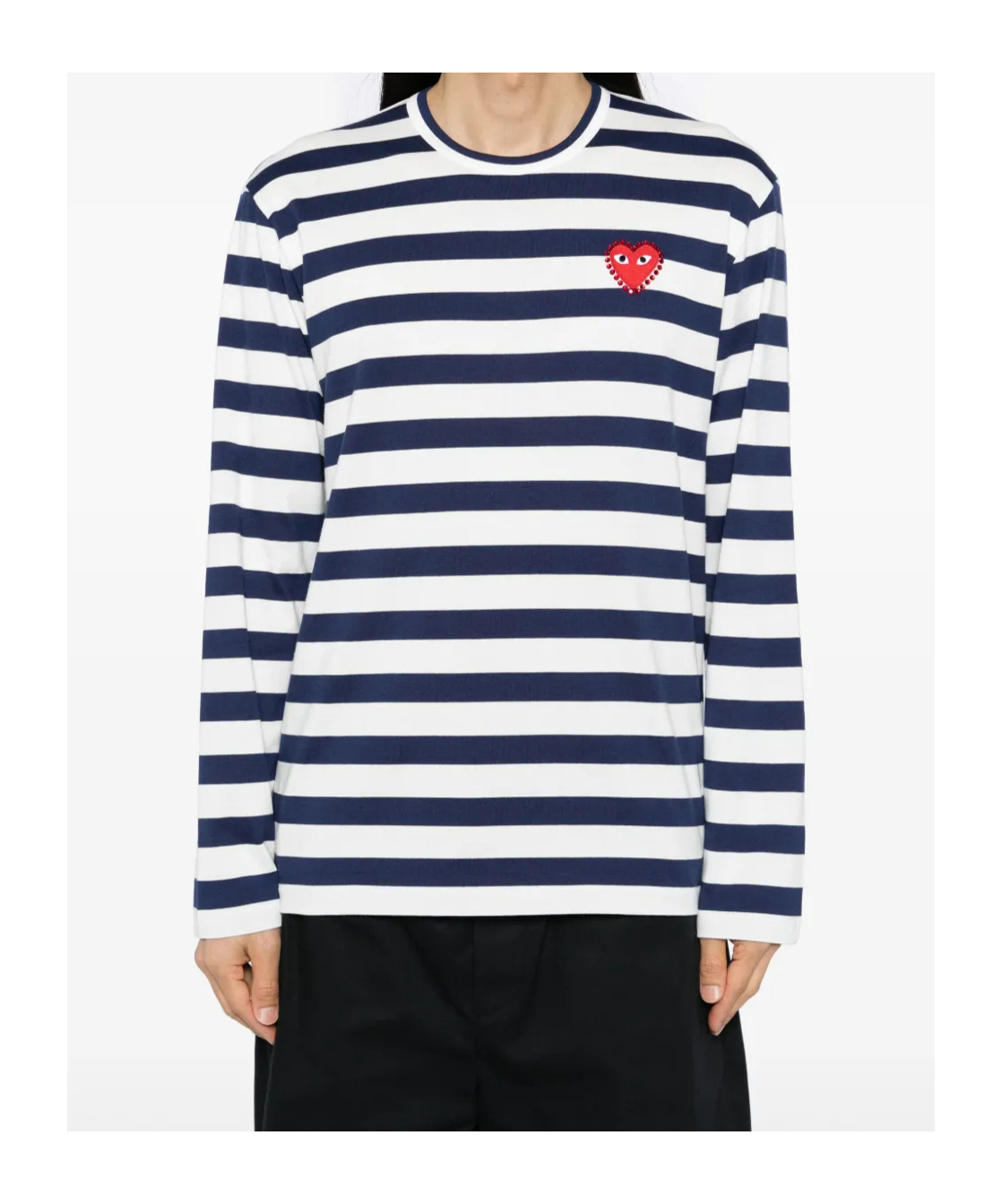 Comme Des Garçons Play Emblem Striped T-shirt With Rhinestones