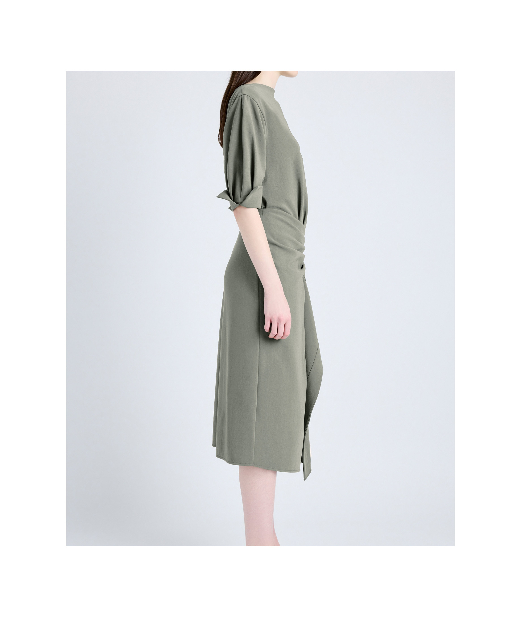 Proenza Schouler Maisie Dress In Matte Viscose Crepe In Wood In Gray