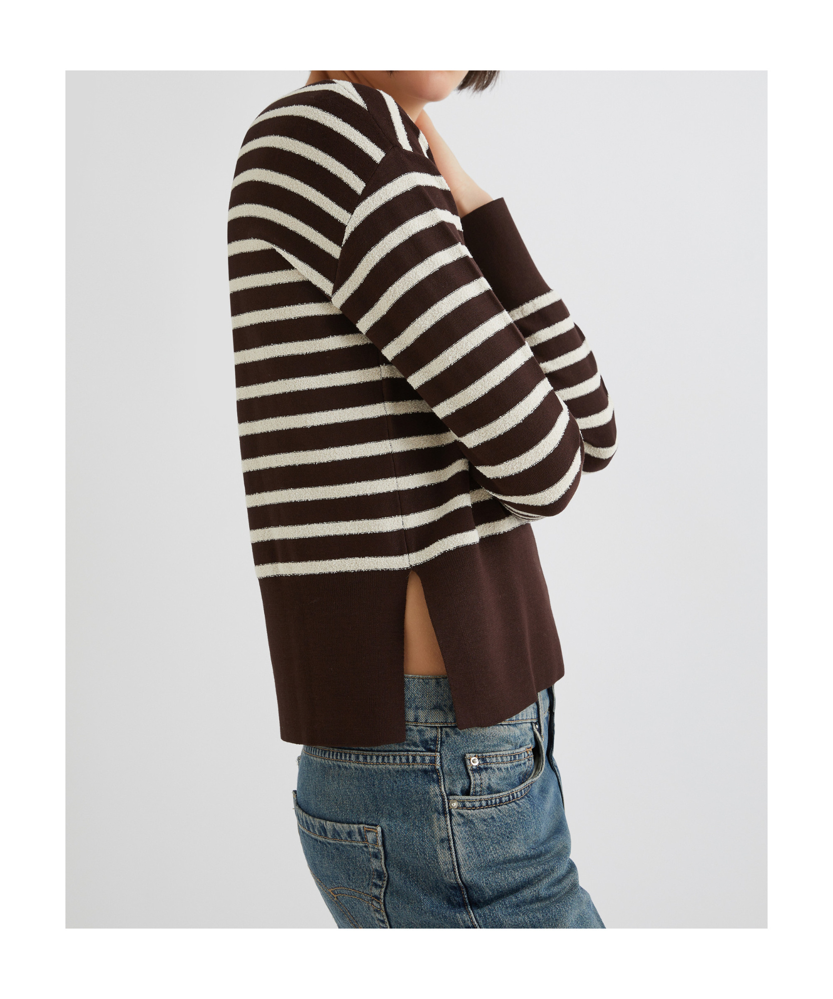 Marella Striped Bouclé Sweater - Brown In Brown