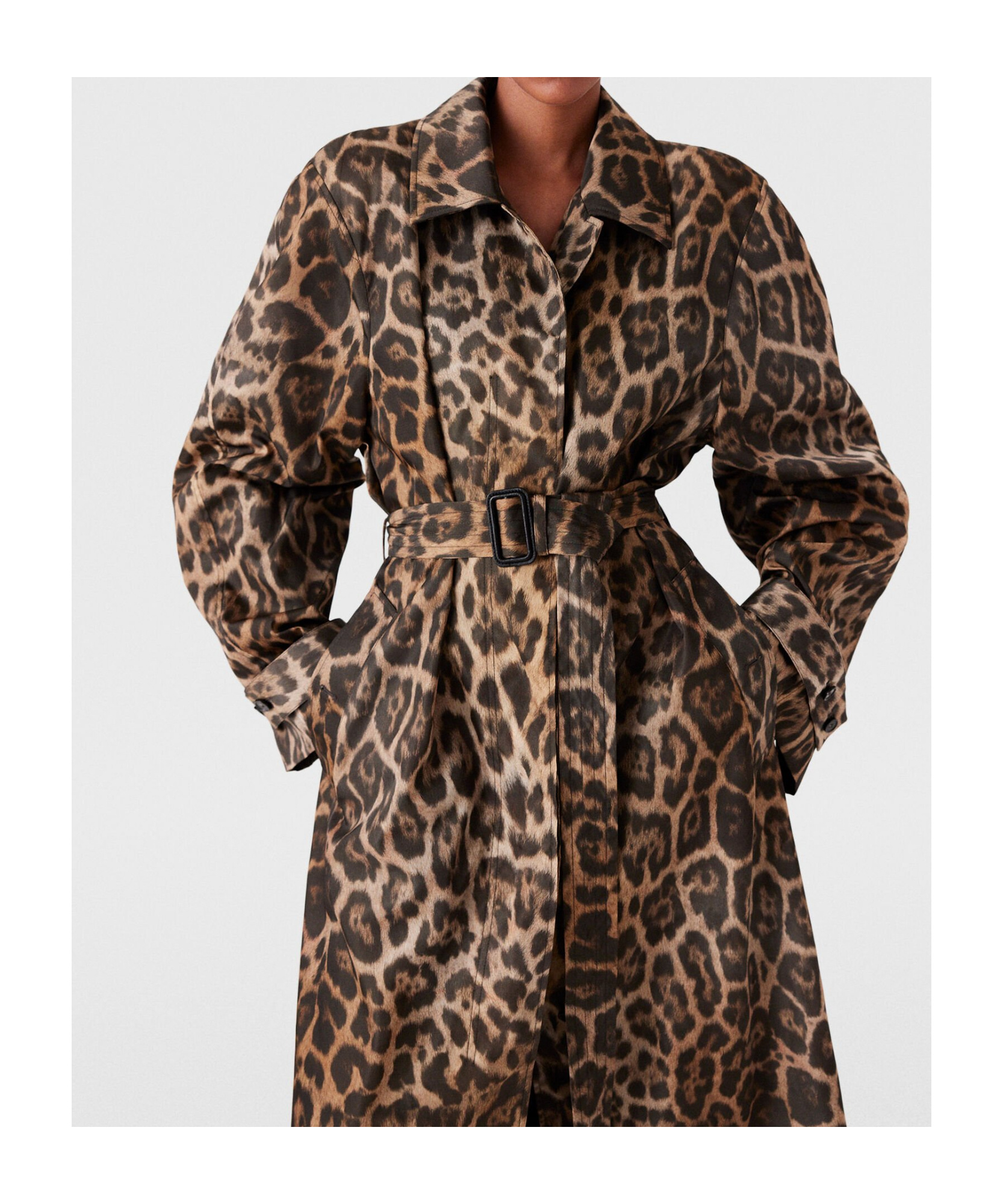 Stella Mccartney Oversized Leopard Trench In Nude