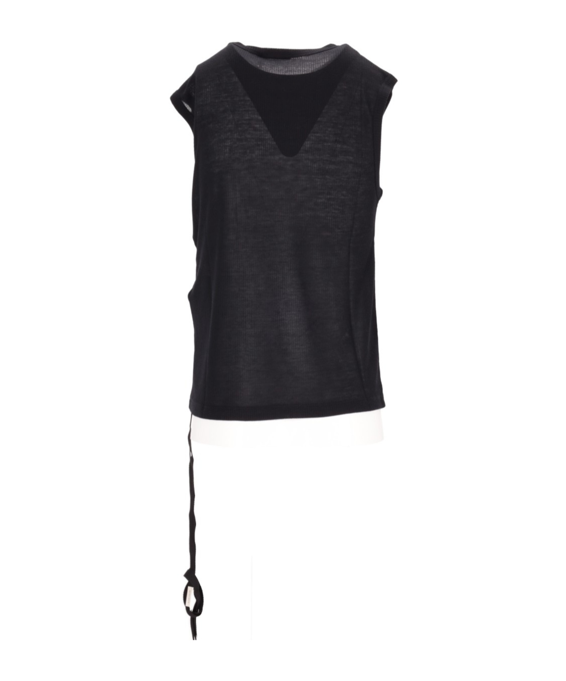 Ann Demeulemeester Biba Sleeveless Top Viscose Cotton Rib In Black