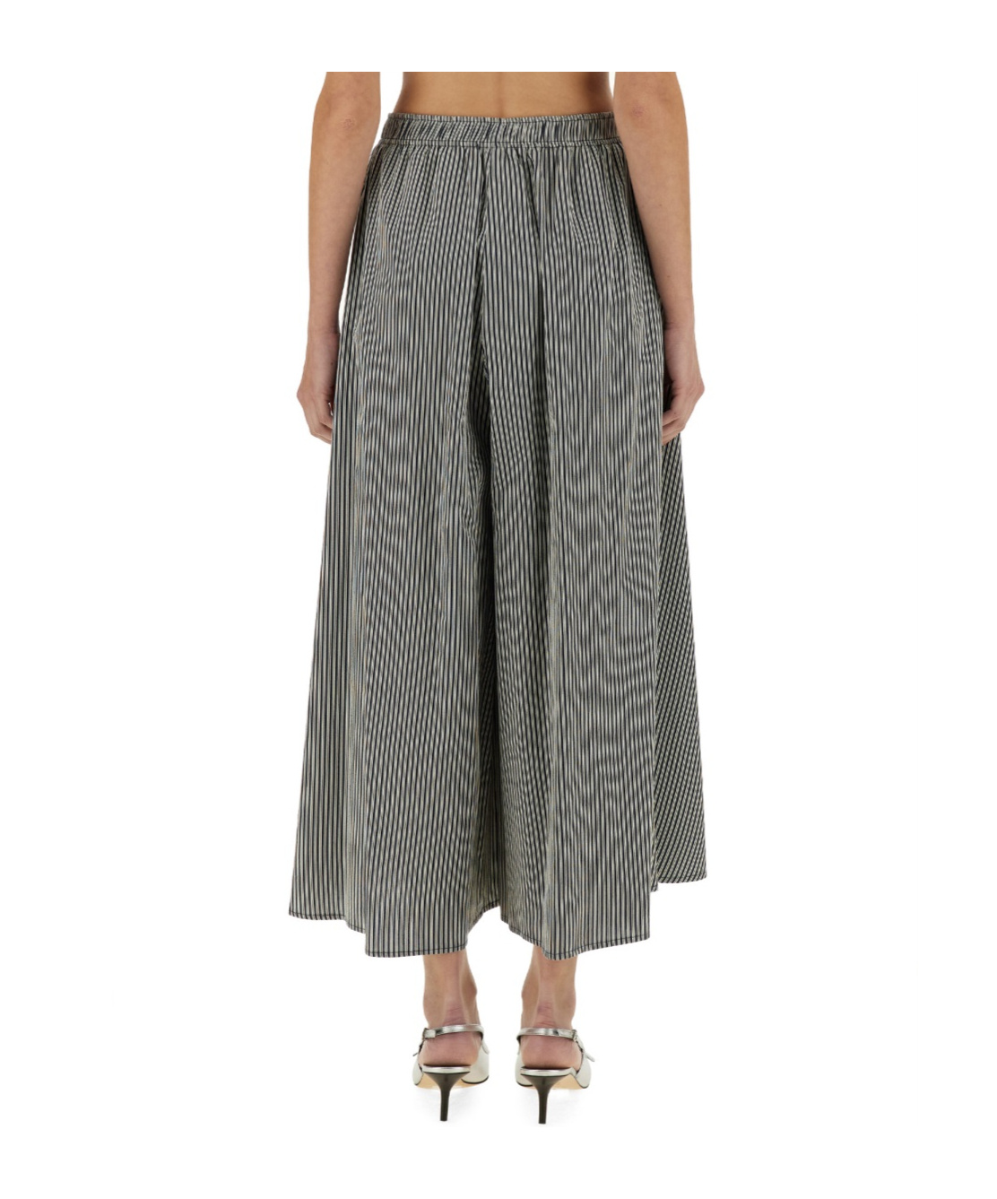Alysi Flowing Striped Maxi Skirt In Gray